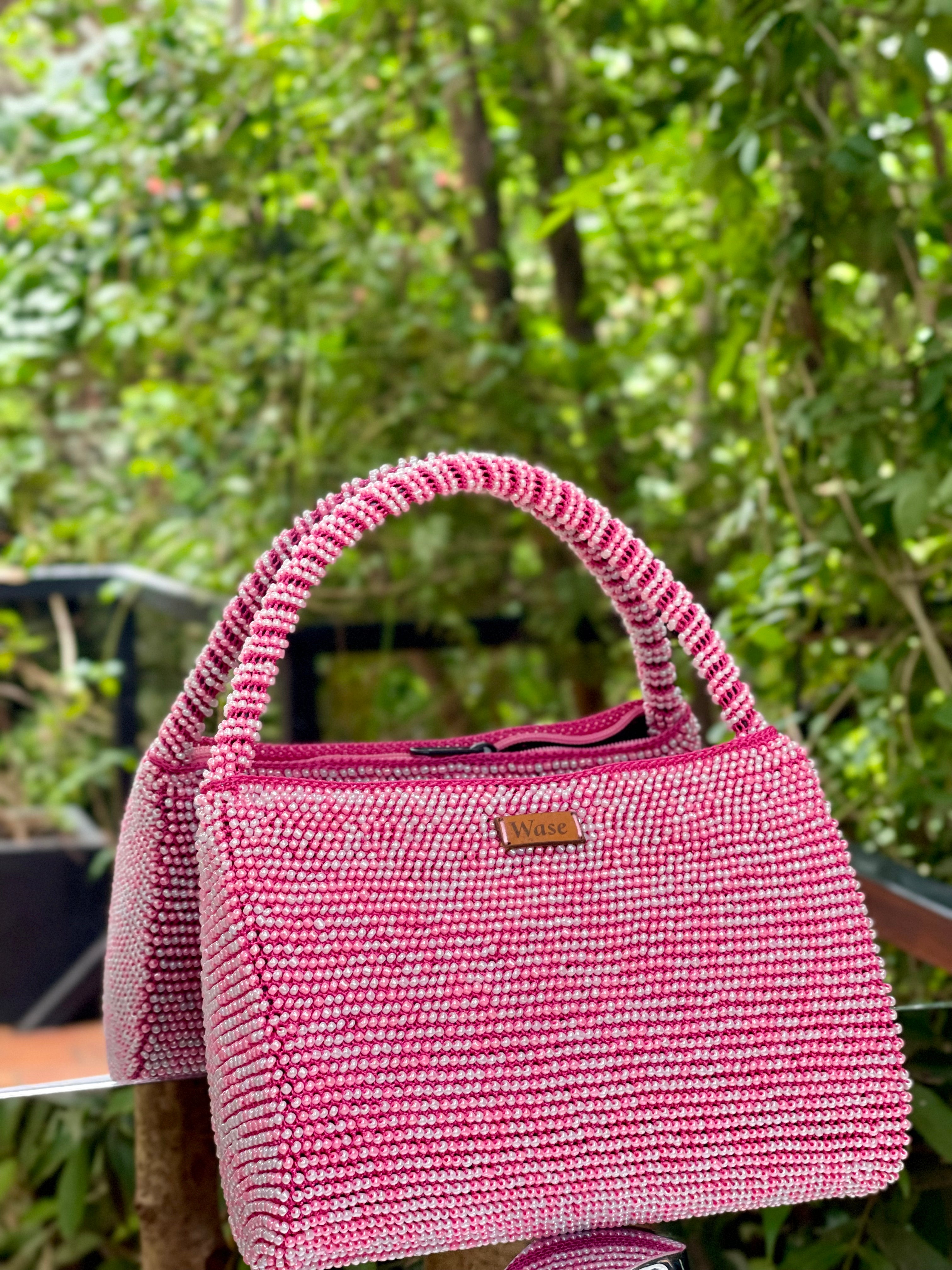 Pink Beaded Wase Bag