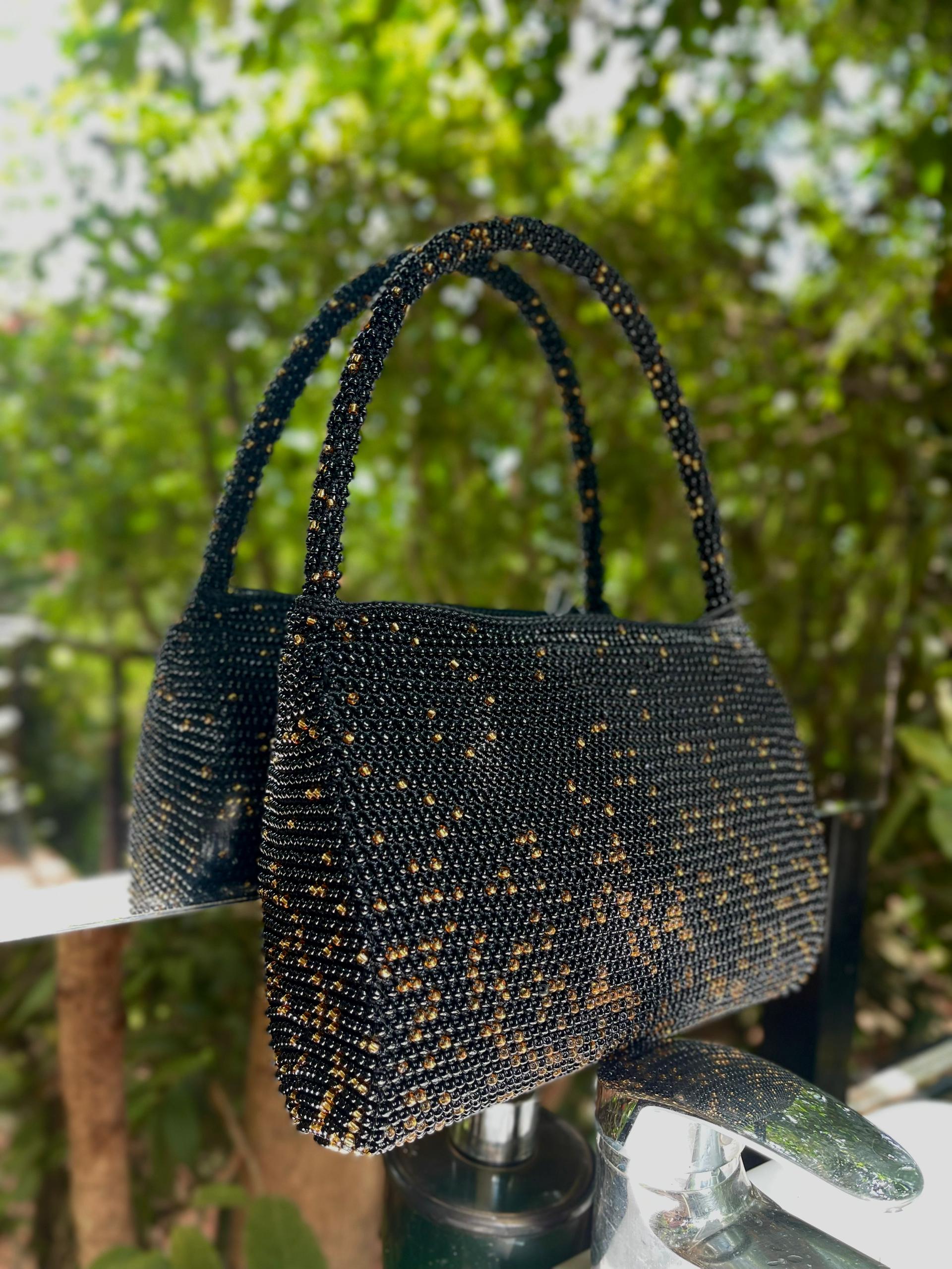 Midnight Spark Beaded Shoulder Bag