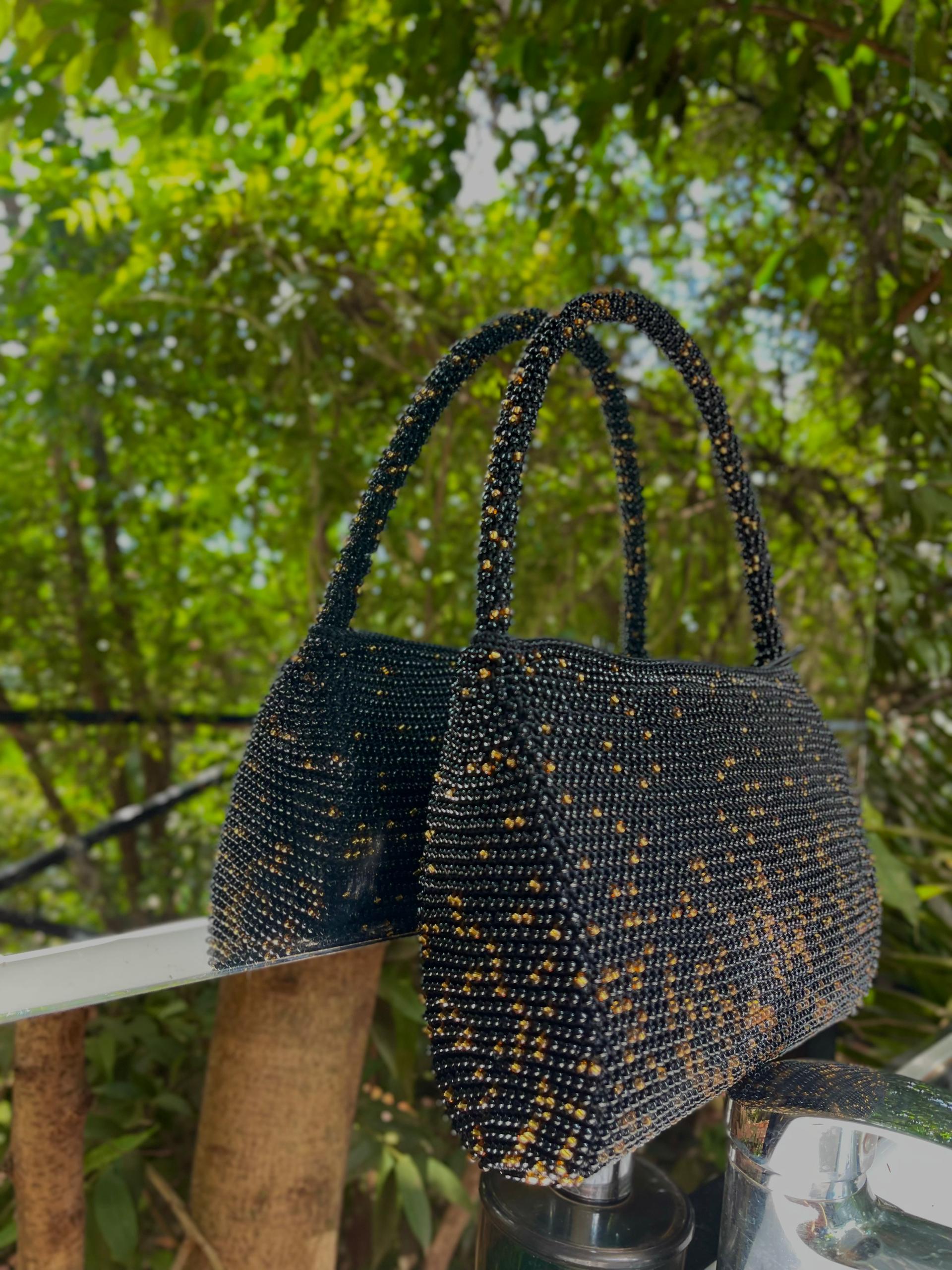 Midnight Spark Beaded Shoulder Bag