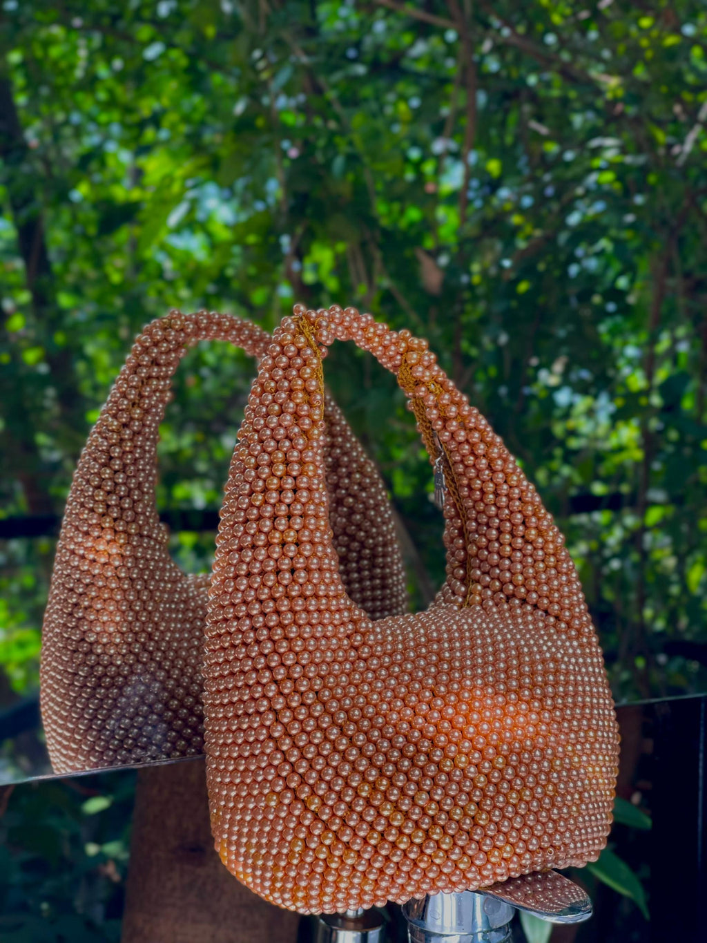 WASE Amber Glow Beaded Hobo Bag