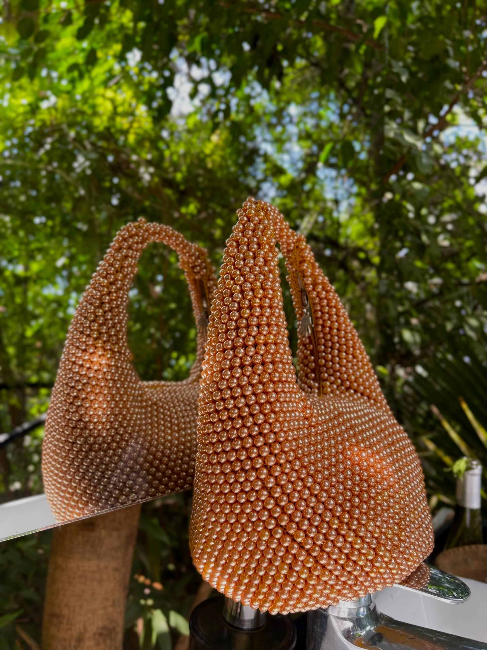 WASE Amber Glow Beaded Hobo Bag